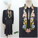 1940s 'Peasant Art Importing Co' embroidered dress - Large XL