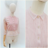 1940s 50s Sheer pin tuck blouse - Small