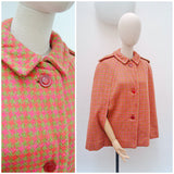 1960s Pink & green wool cape - Extra small