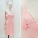 1940s Pink silk crepe de chine bias cut nightgown - Small