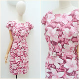 1950s 60s Printed cotton day dress - Large