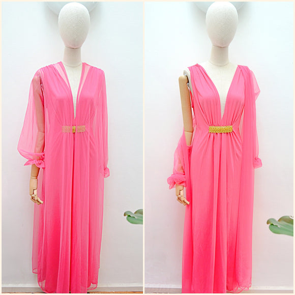 1960s 70s Two piece negligee - Small