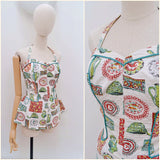 1950s Novelty print swim set - Extra small Small
