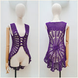 1970s Cobweb crochet waistcoat - XS S