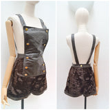 1960s 70s Vinyl & velvet romper - Extra small