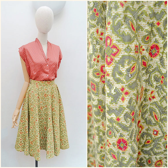 1950s Rhinestone quilted skirt - Extra small