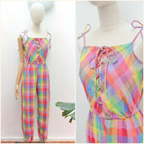 1980s Lace up front jumpsuit - Extra small Small