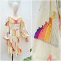 1970s Erté illustration print Jean Varon dress - Medium