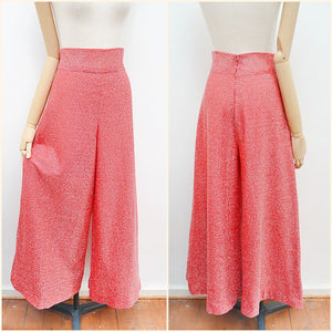 1970s Red lurex palazzo pants - Small