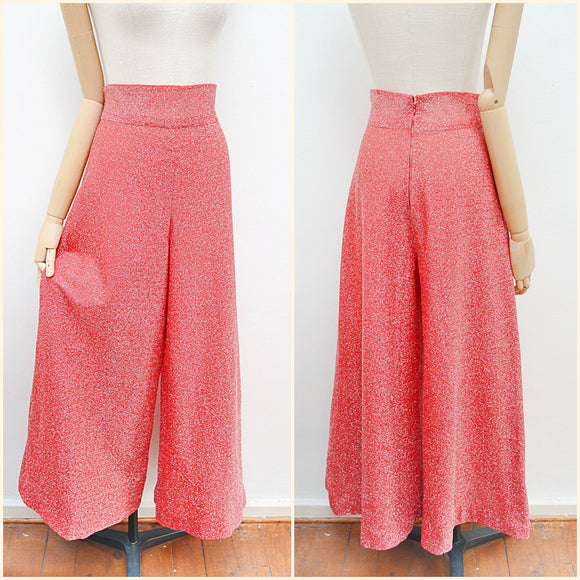 1970s Red lurex palazzo pants - Small