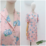 1940s Floral rayon day dress - Extra Large