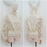 1980s Victoriana lace blouse - Medium