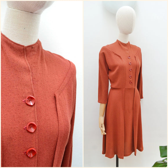 1940s Crepe smart day dress - Extra small
