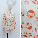 1970s Sailor print blouse - Small Medium