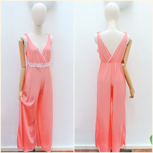 1970s Wide leg loungewear jumpsuit - Small Medium