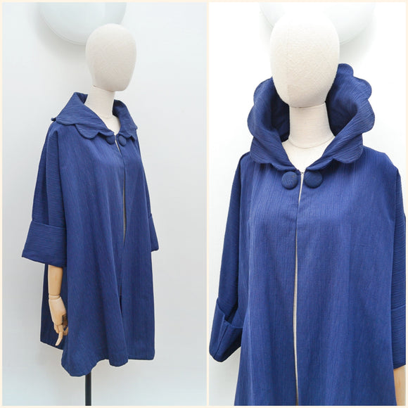 1950s Scalloped collar trapeze coat - Small Medium Large