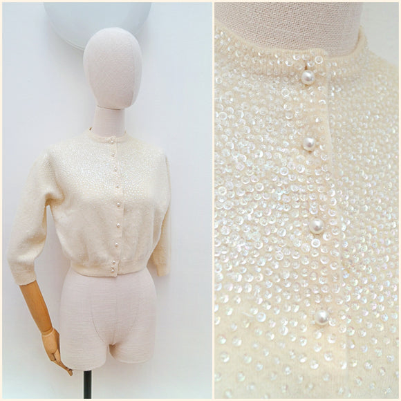 1950s Iridescent sequin cardigan - Small