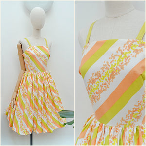 1950s Sherbert stripe cotton dress - Extra small
