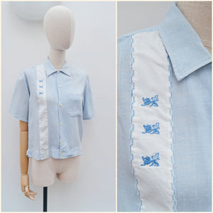 1950s Embroidered 'Shirt Jac' - Mens X small