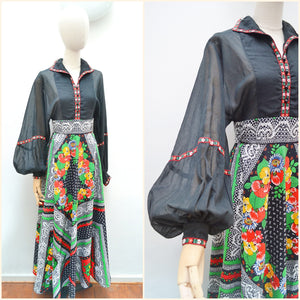 1970s Simon Ellis maxi dress - Small