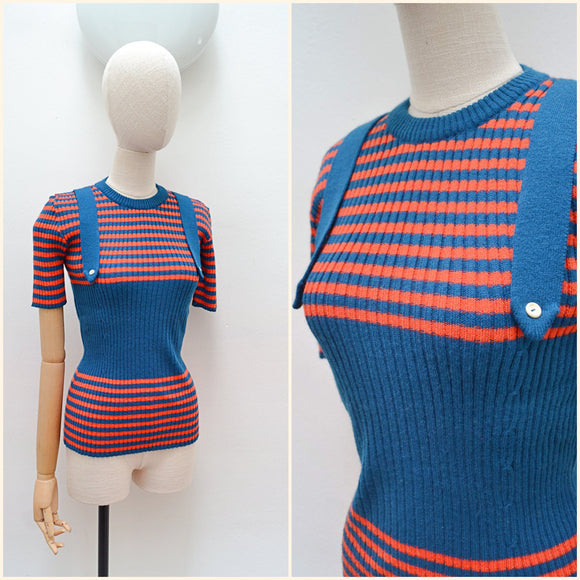 1970s Skinnyrib strap jersey - Small Medium Large