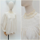 1930s Smocked rayon blouse - Small Medium