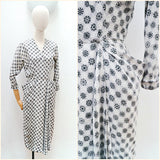 1940s Snowflake print silk dress - Extra small