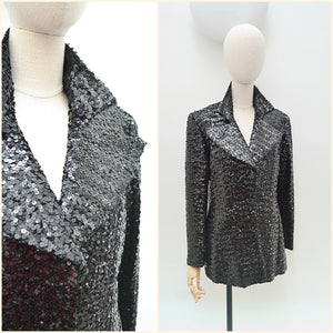 1970s Black Sportaville sequin evening jacket - Large