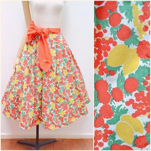 1950s Fruit print cotton Sportaville skirt - Extra Small