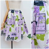 1950s Wine theme novelty print skirt - Medium