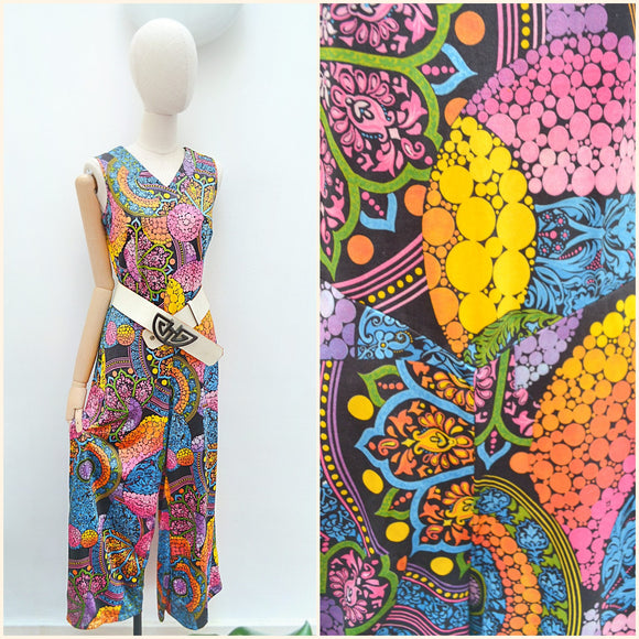 1970s Psychedelic printed jumpsuit - Small Medium