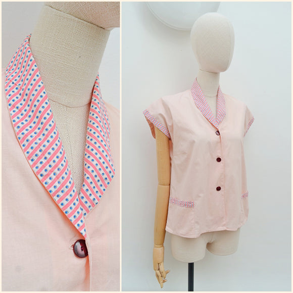 1950s Cotton loose blouse - Medium