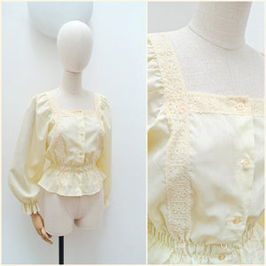 1970s St Michael cream peasant blouse - Small Medium