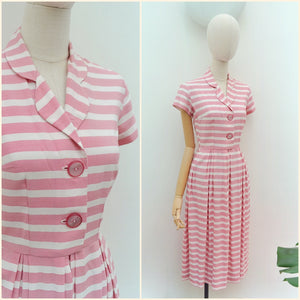 1940s Rayon stripe St Michael day dress - Extra small