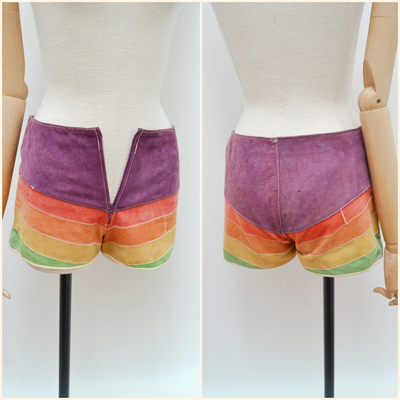 1970s Rainbow suede hotpants - XS