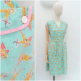 1970s Soviet 'Superbowl' print dress - Medium