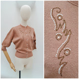 1940s 50s Beaded cardigan - Extra small Small
