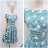 Early 1960s printed rayon dress - Extra small