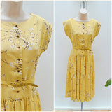 1950s Floral rayon day dress - Extra small
