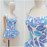 1950s Skirted cotton swimsuit - Small