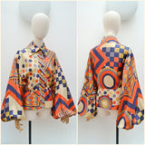 1970s Jean Varon harlequin blouse - Small Medium