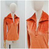 1970s Wide collar velour top - Extra small Small