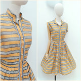 1950s Stripe organza day dress - Extra small