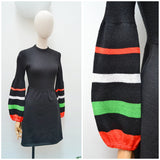 1970s Balloon sleeve jersey dress - S