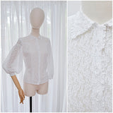 1930s White lace balloon sleeve blouse - Extra small