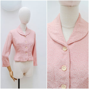 1940s Pink fleck fitted day jacket - Extra small