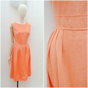 1960s Apricot faux silk dress - Small Medium
