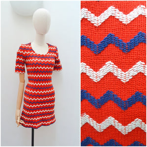 1970s Kweens of Chelsea zigzag knit dress - Extra small