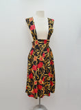 1990s Rose & chain print rayon pinafore dress - Extra small