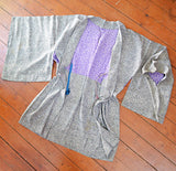 1950s Grey & purple crepe silk Haori jacket/robe